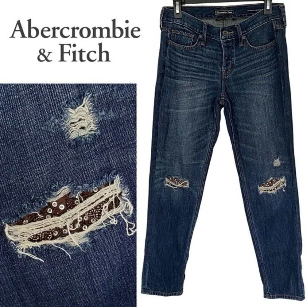 Abercrombie & Fitch, Boyfriend Straight Patch Jean